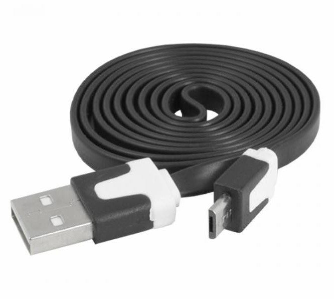 Плоский Кабель Micro USB 1м. Шнур для Зарядки (чорний)