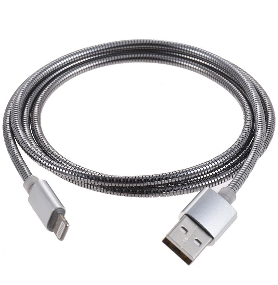 Кабель Lightning Spring iPhone 5 6 7 8 10 Шнур в Металлической Оплетке 1 м.