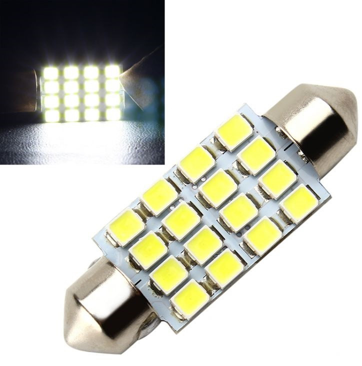 Автолампи Світлодіодна 16 SMD LED 16x39 мм Лампа DC 12 В C5W
