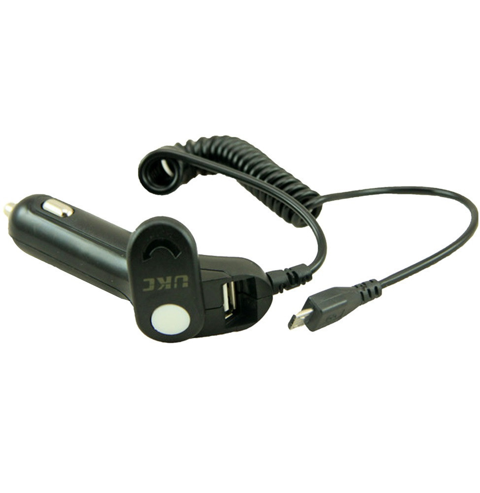 Автомобільна Зарядка USB, 12V від Прикурювача Довга Мотузка Пружина MicroUSB 1 метр