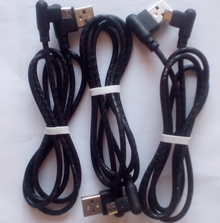 Кабель USB 2А MicroUSB Кутовий 1м Шнур Шкіра