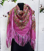 Украинский народный платок Людмила 135х135 см розовый