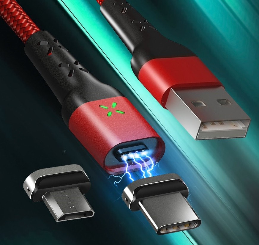 Магнитный Type-C USB-Кабель ANBES 3A для Зарядки и Передачи данных на Неодимовых Магнитных Защёлках