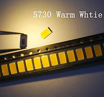 100 шт. Світлодіод SMD 5730 0.5 W Теплий Білий 50-55 LM