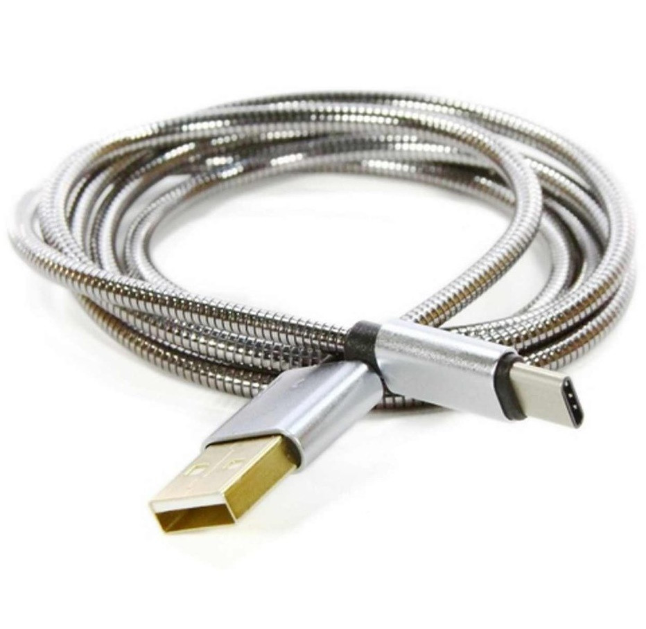 Кабель Type-C USB Металлической Оплётке 1 м. Шнур для Зарядки и Передачи Данных
