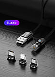 Магнітний Кабель USLION MicroUSB 2.4 A Кутовий 180 градусів 540 об. для Зарядки, фото 8