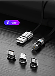 Магнітний Кабель USLION MicroUSB 2.4 A Кутовий 180 градусів 540 об. для Зарядки, фото 9