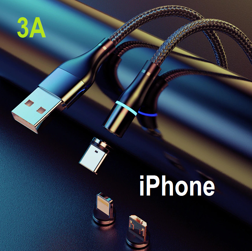 Магнітний Кабель QC3.0 3А 3pin для Швидкої Зарядки iPhone