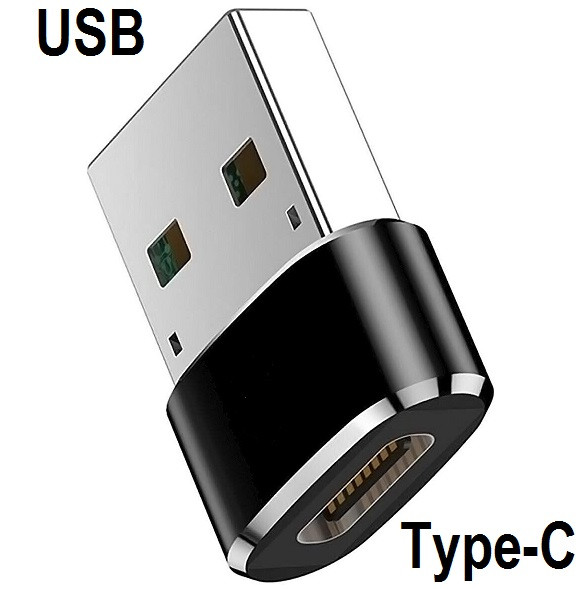 Перехідник Type-C до USB Адаптер Конвертер Швидкої Зарядки Чорний