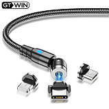 Магнітний Кабель GTWIN Type-C USB 2.4 A Кутовий 180 градусів 540 об. для Зарядки, фото 5