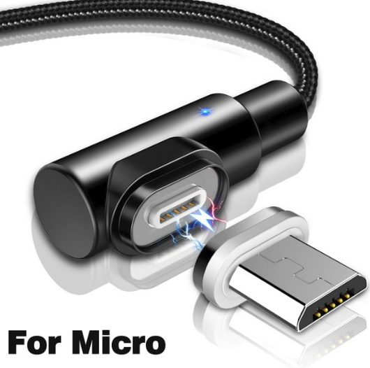 Кабель GETIHU 2.5 A USB 3.0 Магнітний Шнур для Швидкої Зарядки Micro USB Кутовий 90 градусів