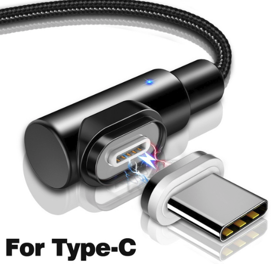 Кабель GETIHU 2.5 A USB 3.0 Магнітний Шнур для Швидкої Зарядки Type-C Кутовий 90 градусів