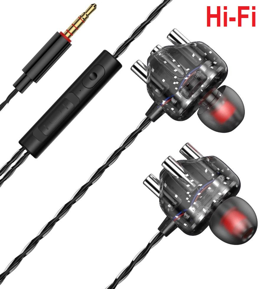 Подвійний Драйвер Навушники Hi-Fi SUPER BASS 6D стерео 4 ядра Гарнітура 4 Динаміка Двухдрайверные