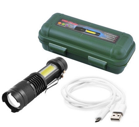 Фонарик Police BL 8468 - 525 Q5 XPE + COB + Встроенный Аккумулятор + Зарядной кабель + MicroUSB + BOX Фонарь