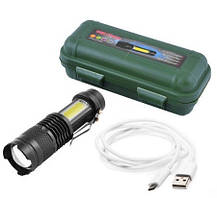 Фонарик Police BL 8468 - 525 Q5 XPE + COB + Встроенный Аккумулятор + Зарядной кабель + MicroUSB + BOX Фонарь