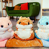 Плед Хом'як 3 в 1 м'яка іграшка подушка плед-подушка хом'ячок ковдра Хома Бежевий, фото 8