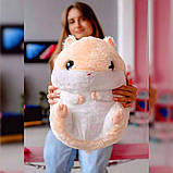 Плед Хом'як 3 в 1 м'яка іграшка подушка плед-подушка хом'ячок ковдра Хома Бежевий, фото 3