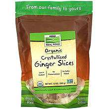 Зацукровані шматочки імбиру NOW Foods, Real Food "Organic Crystallized Ginger Slices" (340 г)