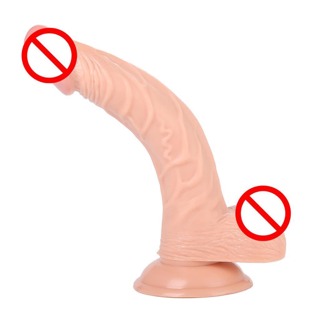 Фалоїмітатор гнутий на потужному присоску L size Супер шоп