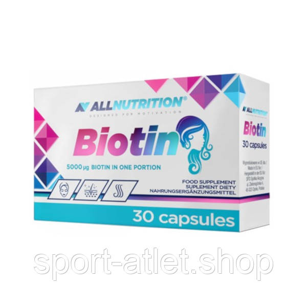 Вітаміни та мінерали AllNutrition Biotin, 30 капсул