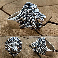 Срібний чоловічий перстень Лев