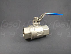 Кран кульовий нержавіючий AISI316 ДУ32 1"1/4 ВР-ВР (трубна пряма) двоскладовий муфтовий повнопрохідний