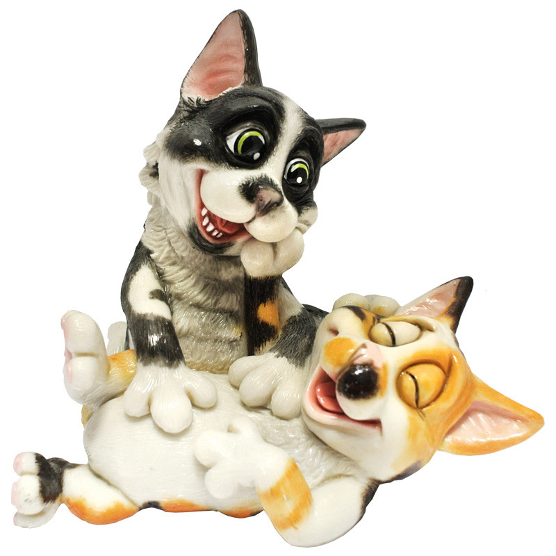 Фигурка-статуэтка коллекционная с керамики, Англия, пара котят «Алекс и Джойо», h-16,5 см