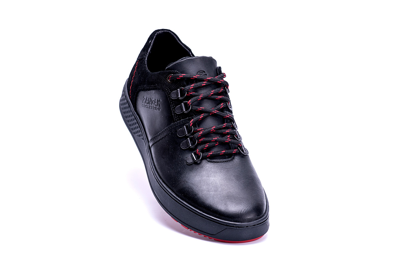 Мужские кожаные кеды ZG Aircross Black and Red, мужские мокасины черные, кеды повседневные. Мужская обувь - фото 5 - id-p1328594593