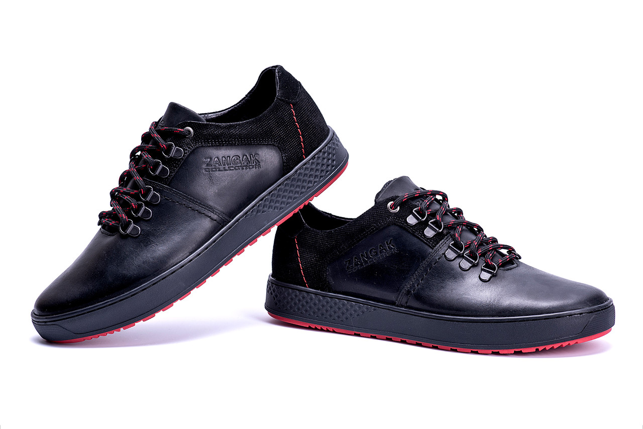 Мужские кожаные кеды ZG Aircross Black and Red, мужские мокасины черные, кеды повседневные. Мужская обувь - фото 6 - id-p1328594593