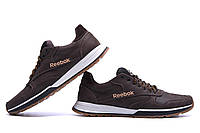 Мужские кожаные кроссовки Reebok (Рибок) Classic Leather Trail Chocolate, спортивные мужские туфли, кеды