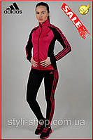 Жіночий трикотажний костюм Adidas (Адідас) (0597-4), спортивні костюми, Малиновий
