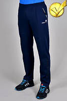 Чоловічі спортивні штани Adidas (Адідас) (Rubber-1), трикотажні спортивні штани весна/літо, Темно синій