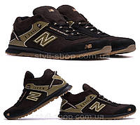 Мужские зимние кожаные кроссовки NB Clasic Brown, Сапоги, кроссовки зимние коричневые, спортивные ботинки