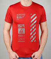 Стильная молодежная мужская спортивная футболка Reebok (Рибок) (z1052-3) с принтом, Красный