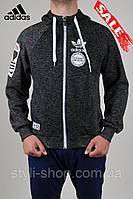 Чоловіча тепла спортивна кофта Adidas (Адідас) Originals (Warm-2), світшот, кенгурушка, жіноча, толстовка, Антрацит