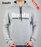 Чоловіча зимова спортивна кофта Reebok (Рибок) (0801-2), світшот, кенгурушка, толстовка, Світло сірий