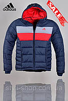 Зимова чоловіча куртка Adidas (Адідас) (1306-3), куртки чоловічі, спортивна куртка, Темно сірий, Червоний