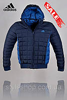 Тепла зимова чоловіча куртка Adidas (Адідас) (8265-1), куртки чоловічі, спортивна куртка, Темно синій