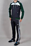 Чоловічий спортивний костюм Adidas (Адідас) (1127-1) з капюшоном, Туреччина, весняний осінній, Темно сірий