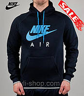 Чоловіча спортивна кофта Nike (Найк) (0443-1), жіноча, толстовка, кенгурушка, худий, Темно синій