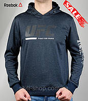Чоловіча спортивна кофта демісезонна Reebok (Рибок) (0635-1) з капюшоном, трикотаж, Темно синій