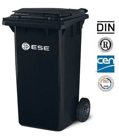 Євроконтейнер пластиковий ESE, 240 л чорний, фото 2