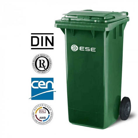 Євроконтейнер пластиковий ESE, 240 л зелений, фото 2