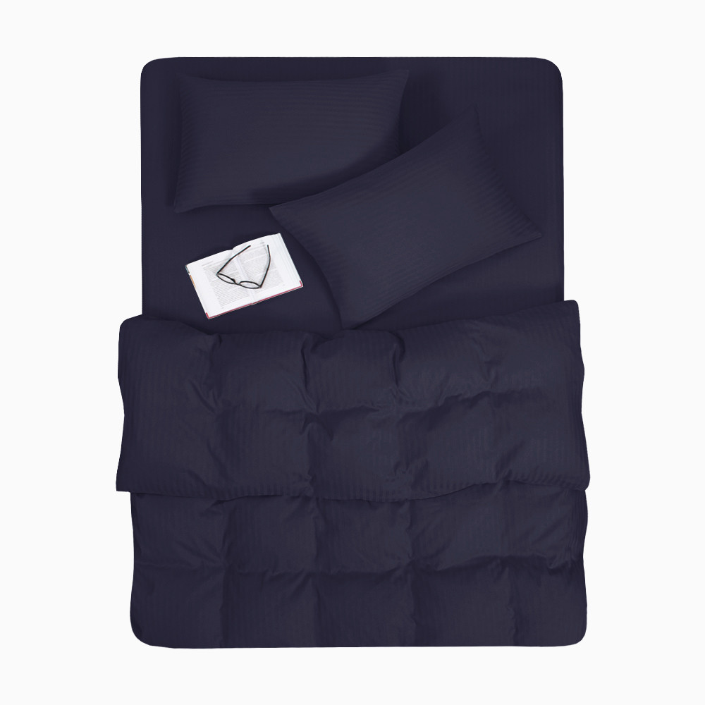 Постільна білизна Lotus Готель - Сатин Страйп темно-синій 1*1 євро (Туреччина), фото 1