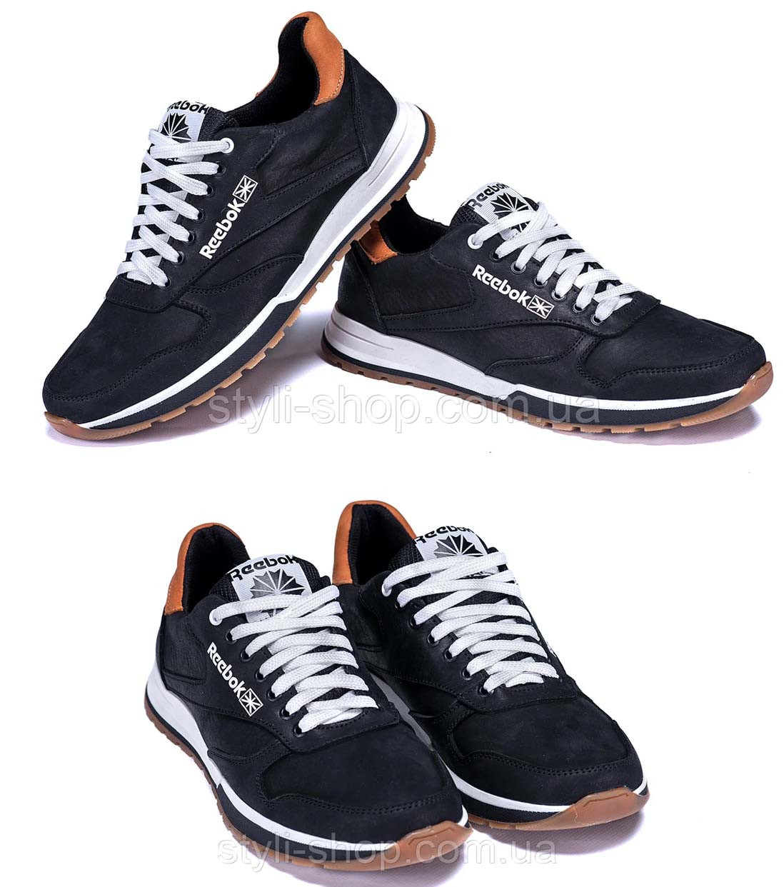 Чоловічі шкіряні кросівки Reebok (Рибок) Classic Leather Trail Black, спортивні чоловічі туфлі чорні, фото 1