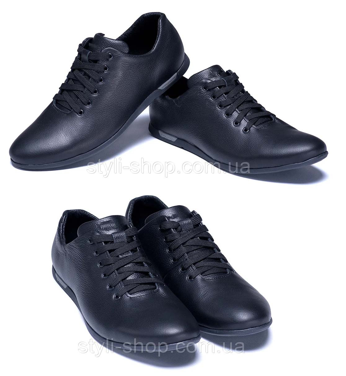 Чоловічі шкіряні кросівки E-series Soft, чоловічі спортивні туфлі чорні, кеди повсякденні. Чоловіче взуття, фото 1