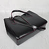 Сумка жіноча "ФОРТА" натуральна шкіра, чорна напівматова з бургунді виворотом, фото 4