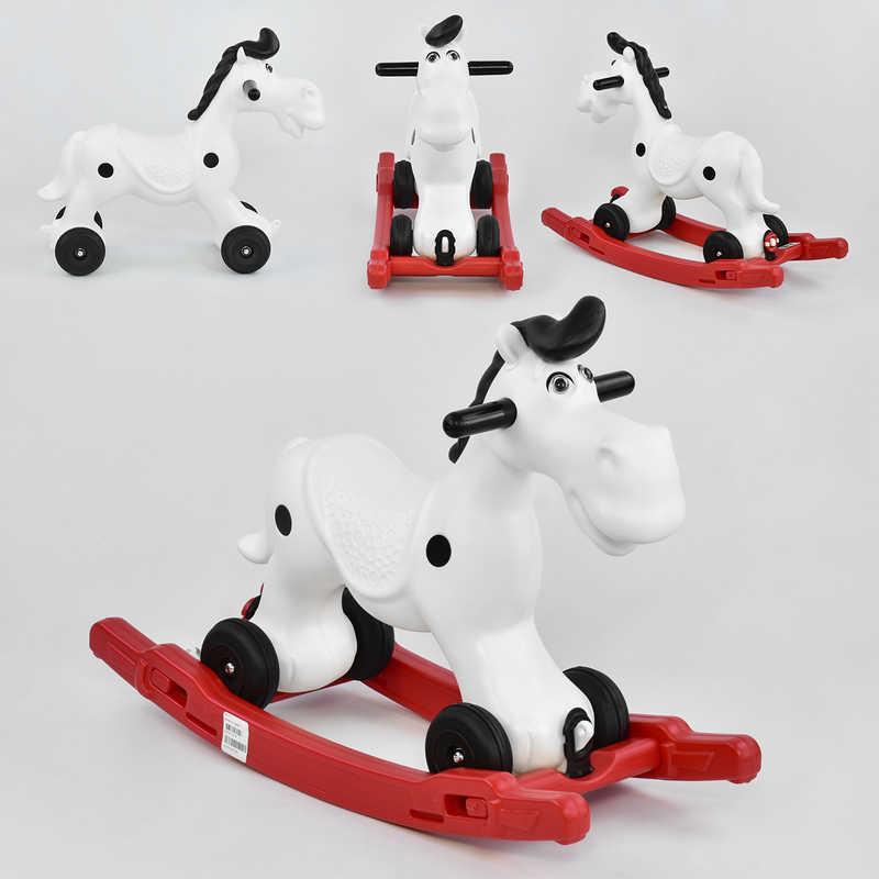 Весела Гойдалка-каталка для дітей 2 в1 На коліщатках Навантаження до 25 кг Конячка зі Знімним піддоном Pilsan, фото 1