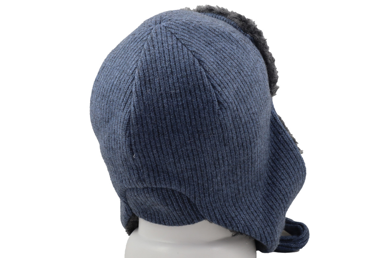 Стильная модная шапка-ушанка мужская синяя Supreme - фото 2 - id-p1328786998
