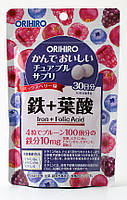 Вітамінна добавка Orihiro Залізо та Фолієва кислота, 120 таблеток